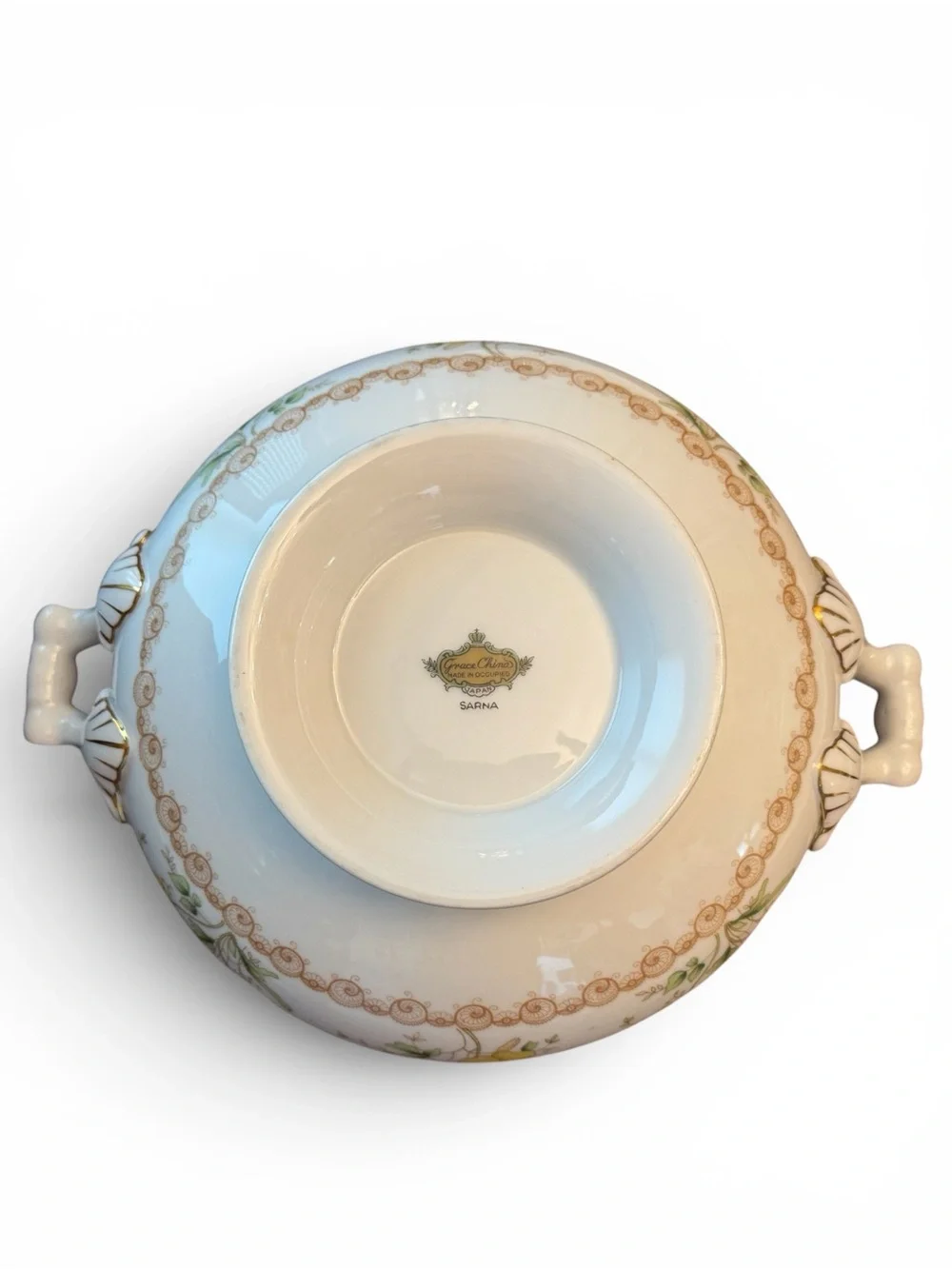 Grace China round covered Vegetable serving bowl “Sarna” Pattern  Occupied Japan